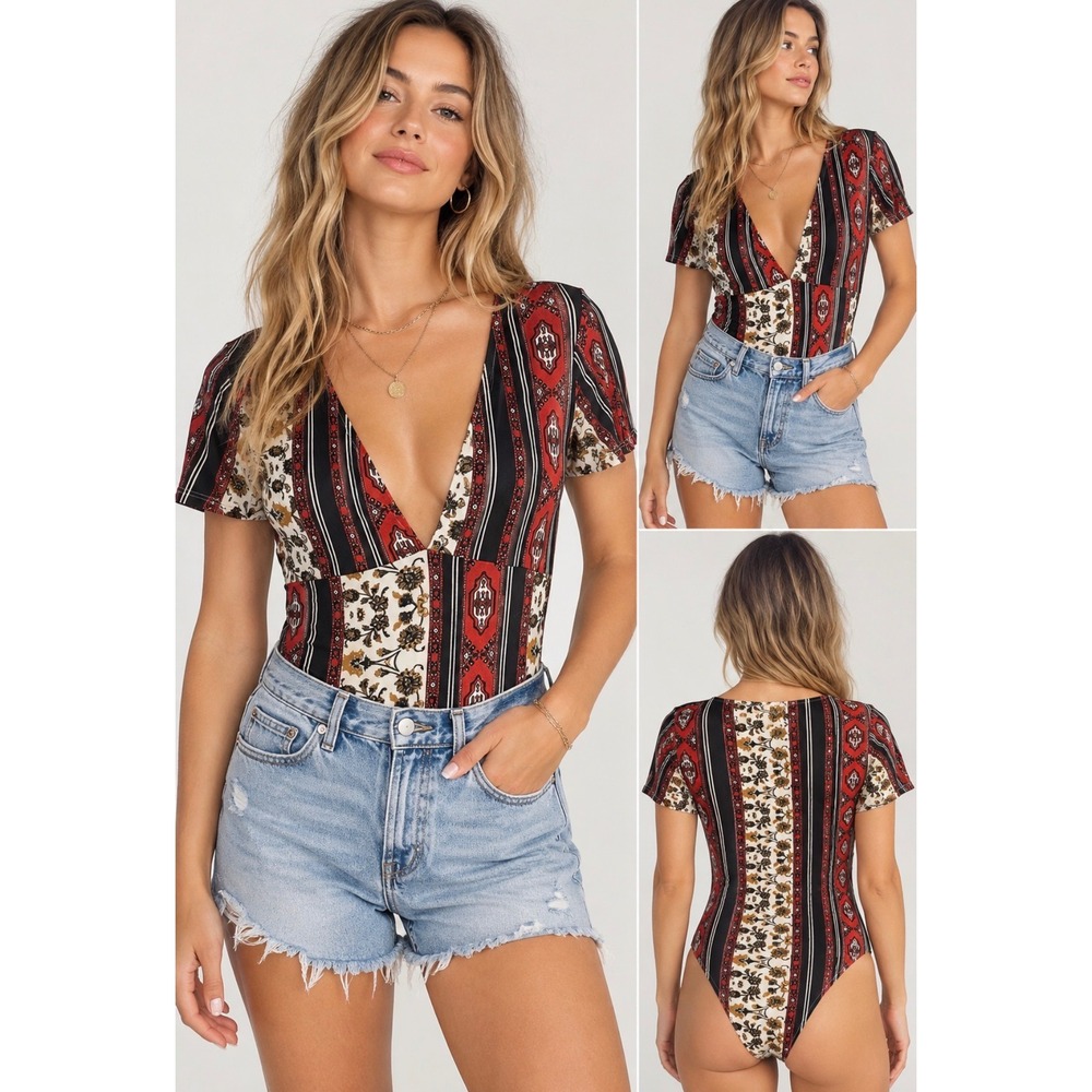 Show Me Your Mumu NWT Georgina Bodysuit Medium Anderson Stripe Boho Western